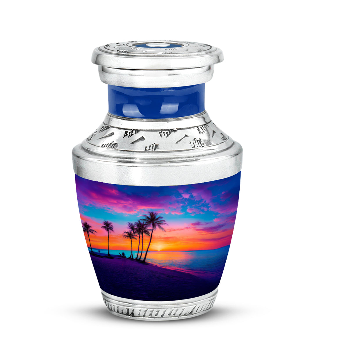 Personalized Magnificent Beach Cremation Urns - Blue 10-inch, 200 cu in - Yatskia