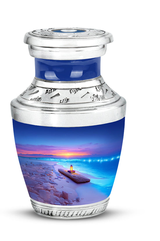 Radiant Beach Memorial Cremation Urns - Blue 10-inch, 200 cu in - Yatskia