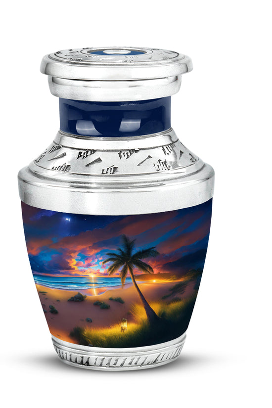 Resplendent Blue Beach Cremation Urn for Ashes - 10-inch, 200 cu in - Yatskia