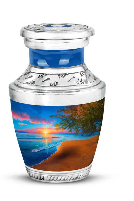 Personalized Beach Cremation Urns - Soothing Blue 10-inch, 200 cu in - Yatskia