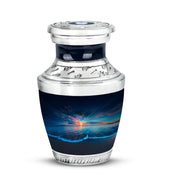Blue Exquisite Beach Memorial Urn for Ashes - 10-inch, 200 cu in - Yatskia