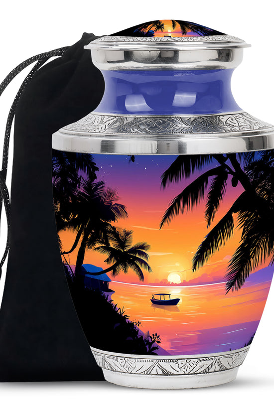 Blush Pink Beach Cremation Urn side profile showing urn shape - contemporary beach design with modern artistic flair - full-size 10 inch 200 cubic inch adult cremation urn