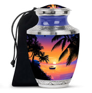 Blush Pink Beach Cremation Urn side profile showing urn shape - contemporary beach design with modern artistic flair - full-size 10 inch 200 cubic inch adult cremation urn