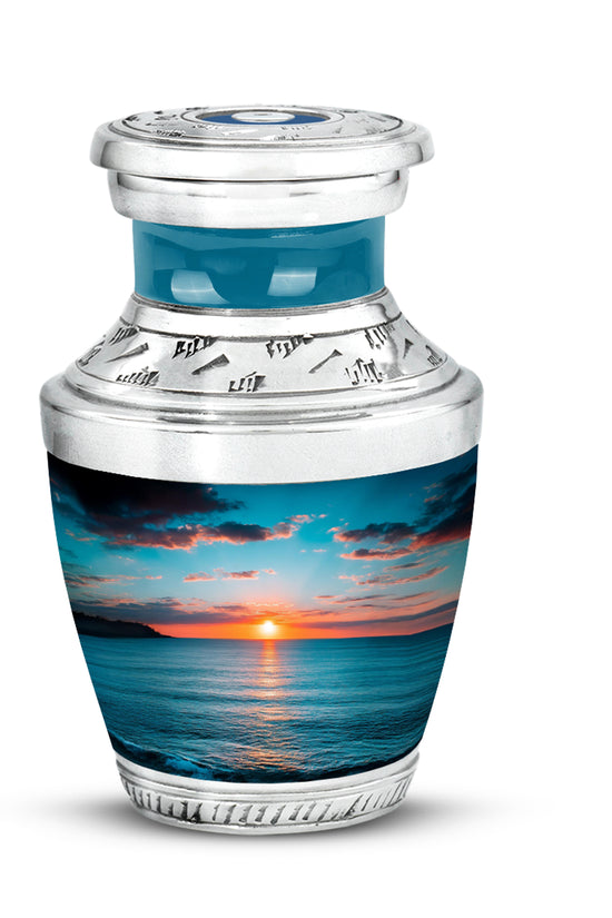 Personalized Teal Sovereign Beach Cremation Urns for Human Ashes - 10-inch, 200 cu in - Yatskia