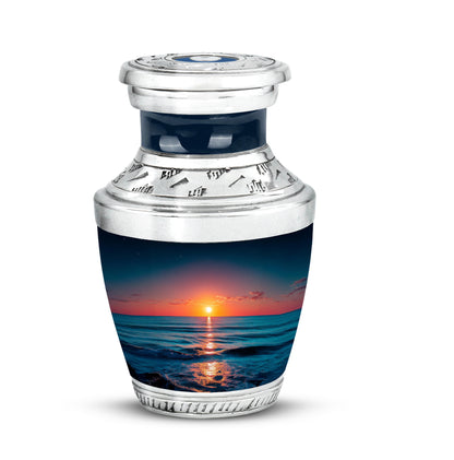 Inspiring Blue Beach Commemoration Urn for Human Ashes - 10-inch, 200 cu in - Yatskia