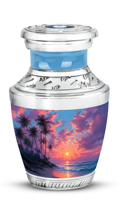Luminous Blue Beach Blessing Urn for Human Ashes - 10-inch, 200 cu in - Yatskia