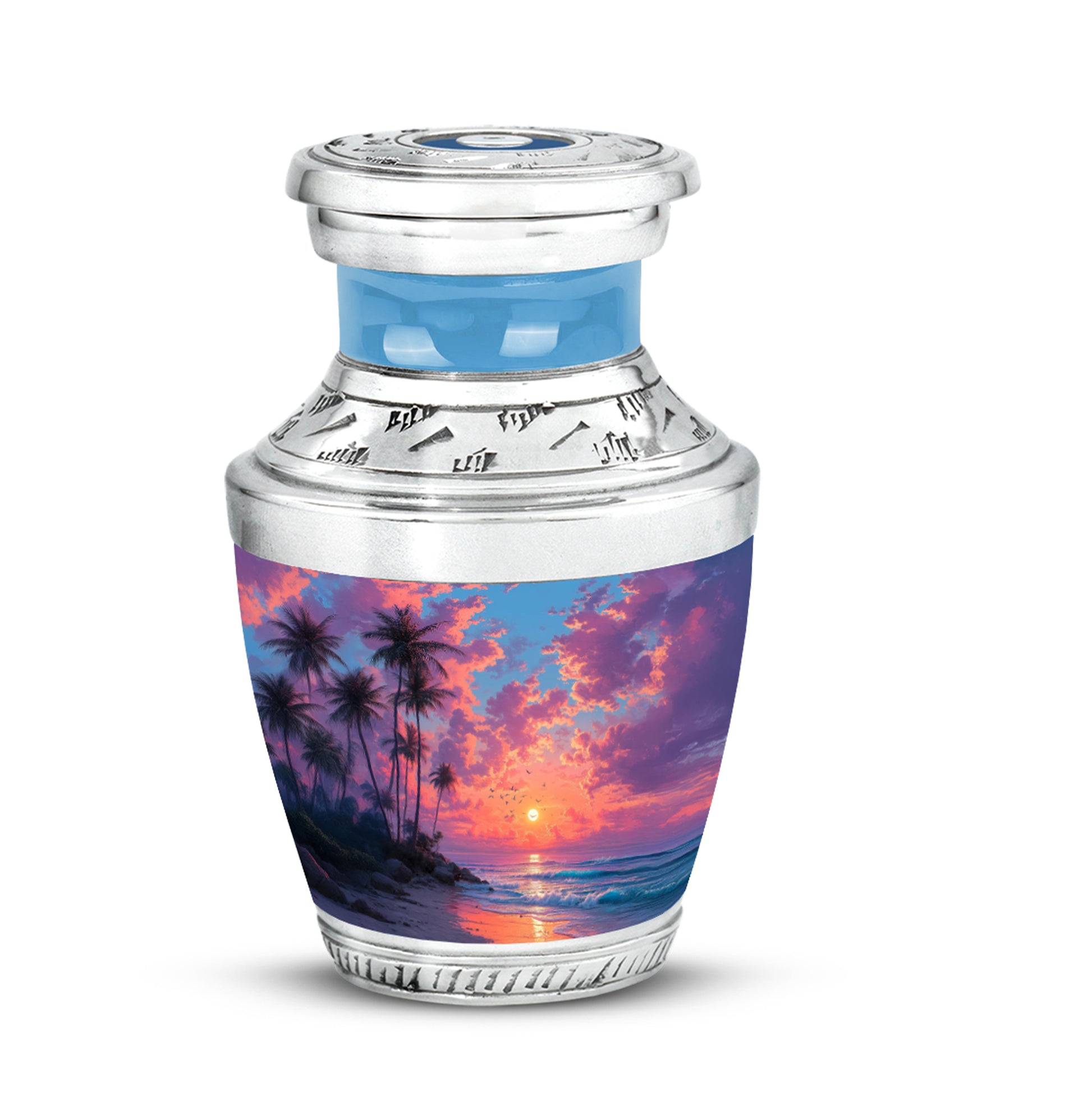 Luminous Blue Beach Blessing Urn for Human Ashes - 10-inch, 200 cu in - Yatskia