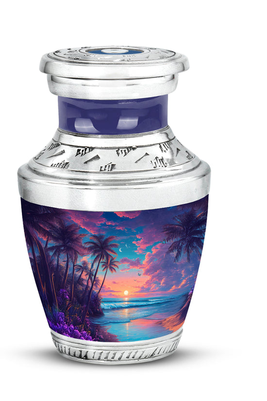 Luminous Blue Beach Haven Urn for Human Ashes - 10-inch, 200 cu in - Yatskia