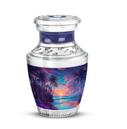 Luminous Blue Beach Haven Urn for Human Ashes - 10-inch, 200 cu in - Yatskia