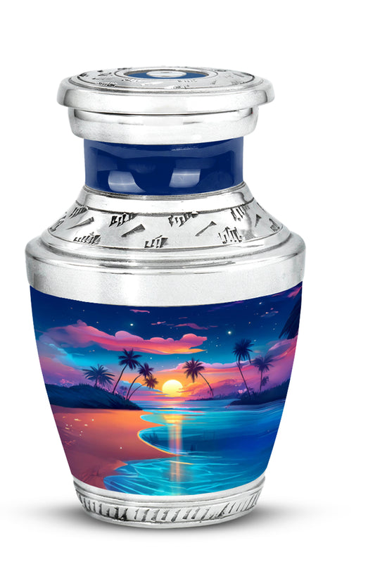 Blue Comforting Beach Memorial Urn for Ashes - 10-inch, 200 cu in - Yatskia