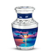 Blue Comforting Beach Memorial Urn for Ashes - 10-inch, 200 cu in - Yatskia