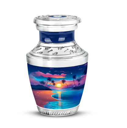 Blue Comforting Beach Memorial Urn for Ashes - 10-inch, 200 cu in - Yatskia