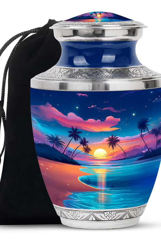 Beach Theme Funeral Urn - Aluminium Memorial Urn For Male & Female