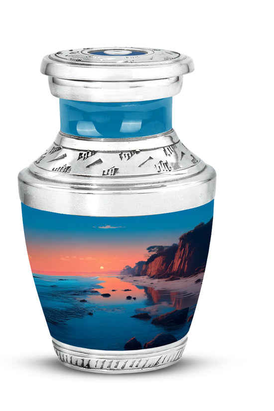 Divine Teal Beach Cremation Urn for Ashes - 10-inch, 200 cu in - Yatskia