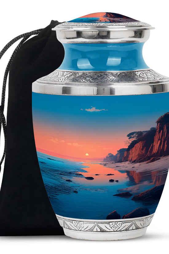 Scenic Beach Memorial Urn - Peaceful Beach Funeral Urn For Burial