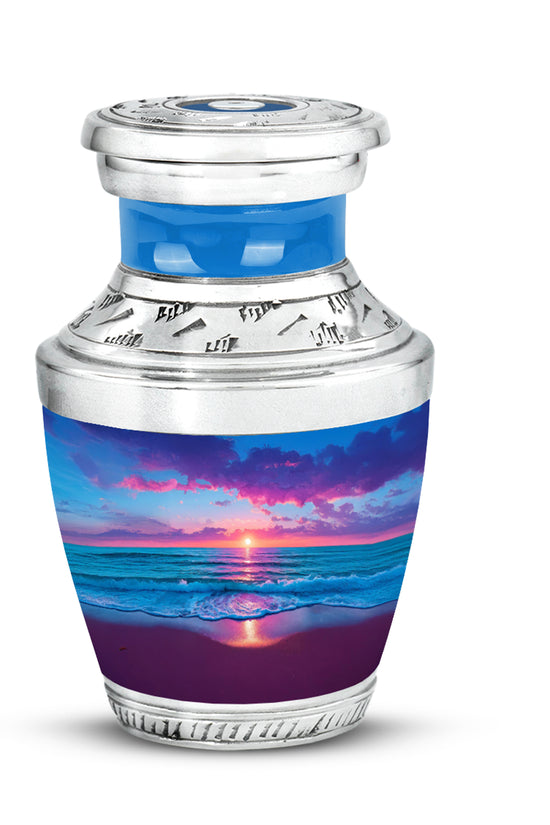 Personalized Elegant Beach Cremation Urns - Blue 10-inch, 200 cu in - Yatskia