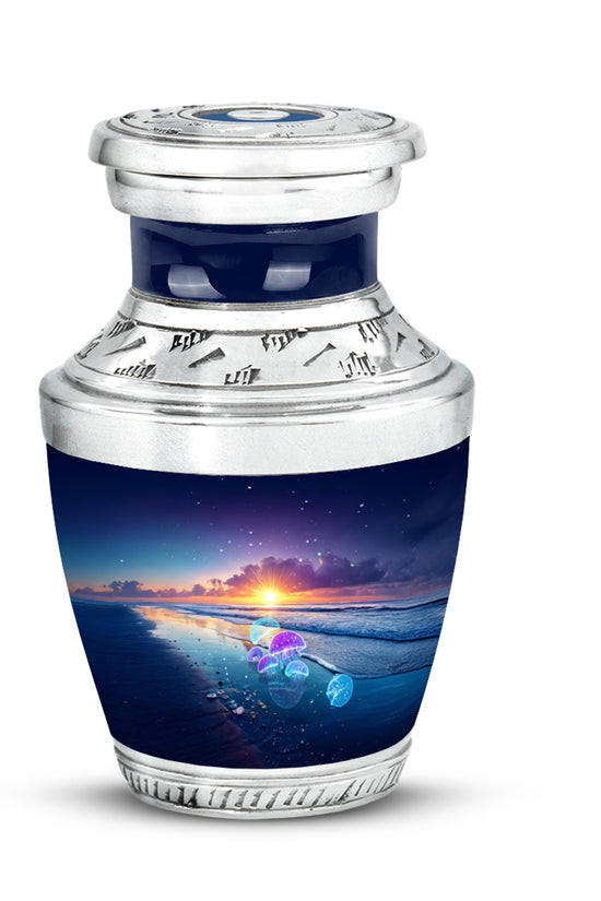 Illustrious Beach Memorial Cremation Urns - Blue 10-inch, 200 cu in - Yatskia