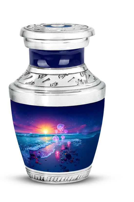 Personalized Blue Beach Cremation Urns for Ashes - Transcendent 10-inch - Yatskia