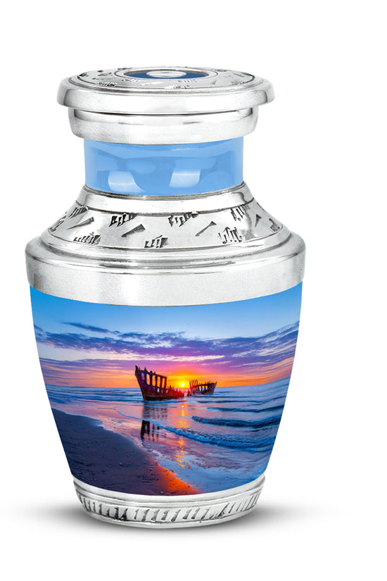 Personalized Elegant Beach Cremation Urns - Blue 10-inch, 200 cu in - Yatskia