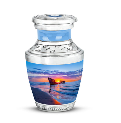 Personalized Elegant Beach Cremation Urns - Blue 10-inch, 200 cu in - Yatskia