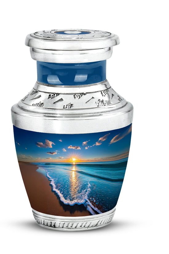 Personalized Elegant Beach Cremation Urns - Blue 10-inch, 200 cu in - Yatskia
