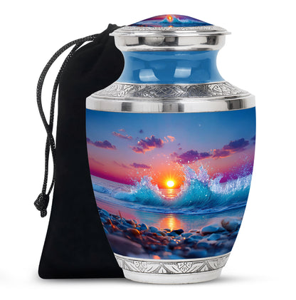 Ocean Wave Memorial Urn - Sunset Beach Cremation Urn For Human Ashes