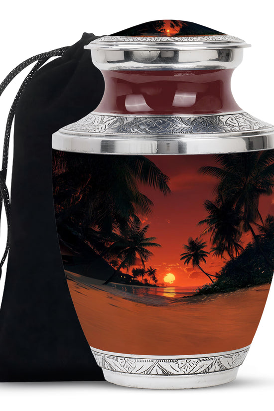 Ocean Sunset Memorial Urn - Island Sunset Design For Male & Female