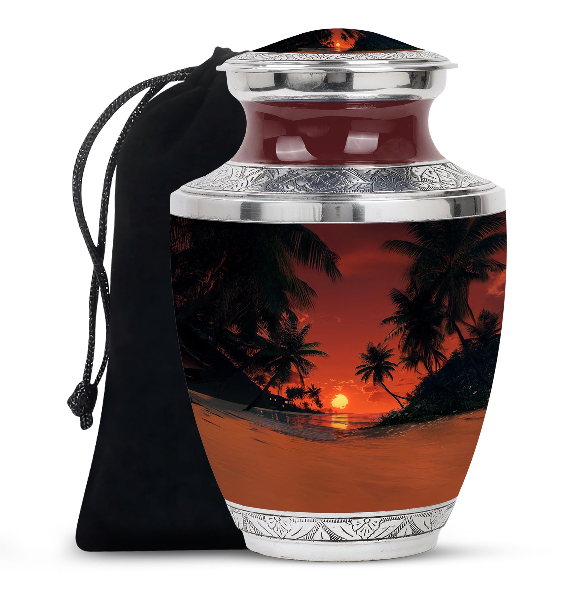 Ocean Sunset Memorial Urn - Island Sunset Design For Male & Female