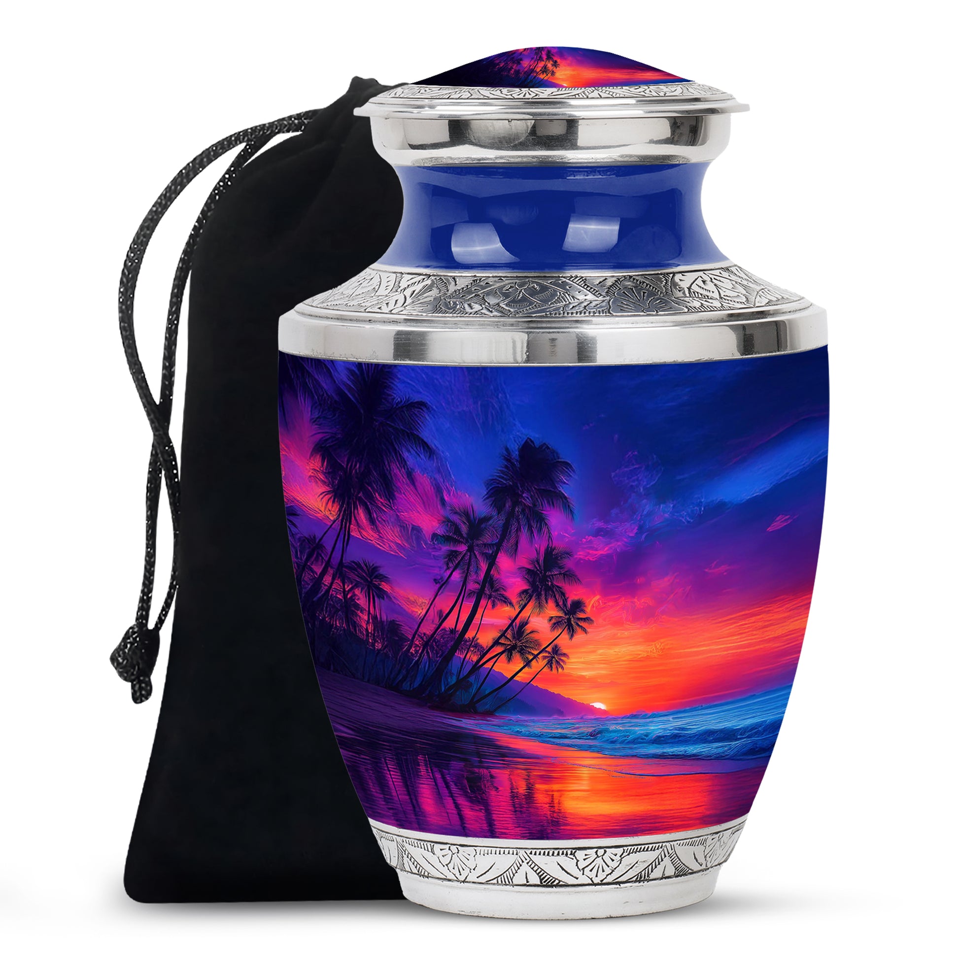 Modern Beach Memorial Urn - Tropical Cremation Urn For Adult Ashes