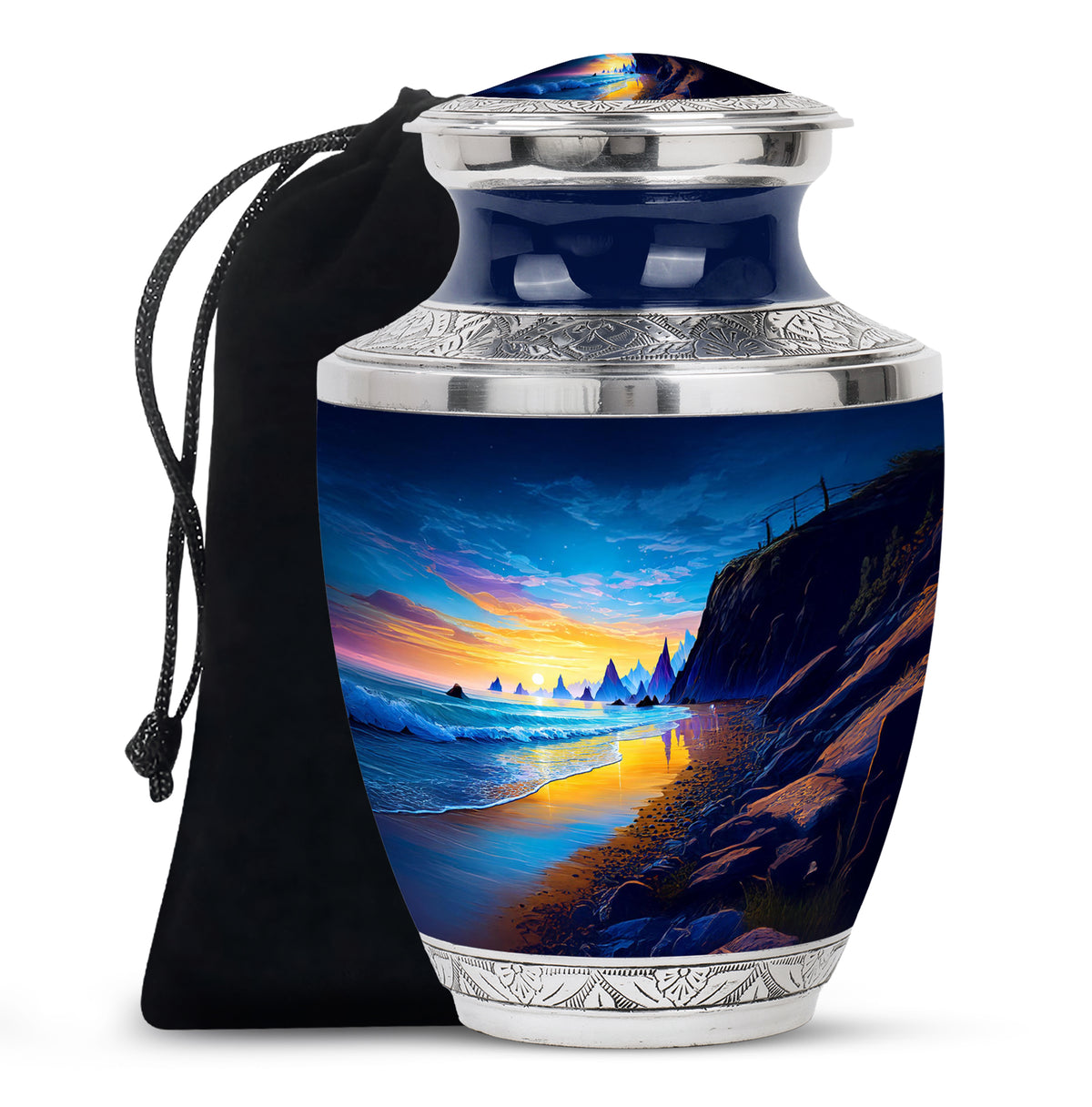 Coastal Sunset Landscape Urn – Ocean Cliff Cremation Urn For Burial
