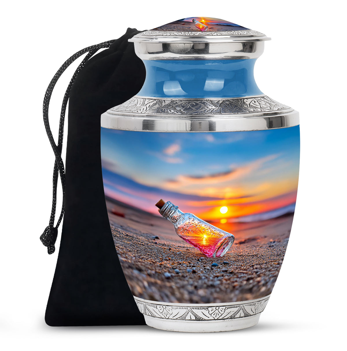 Beach Keepsake Bottle Urn - Sunset Cremation Urn For Adult ashes