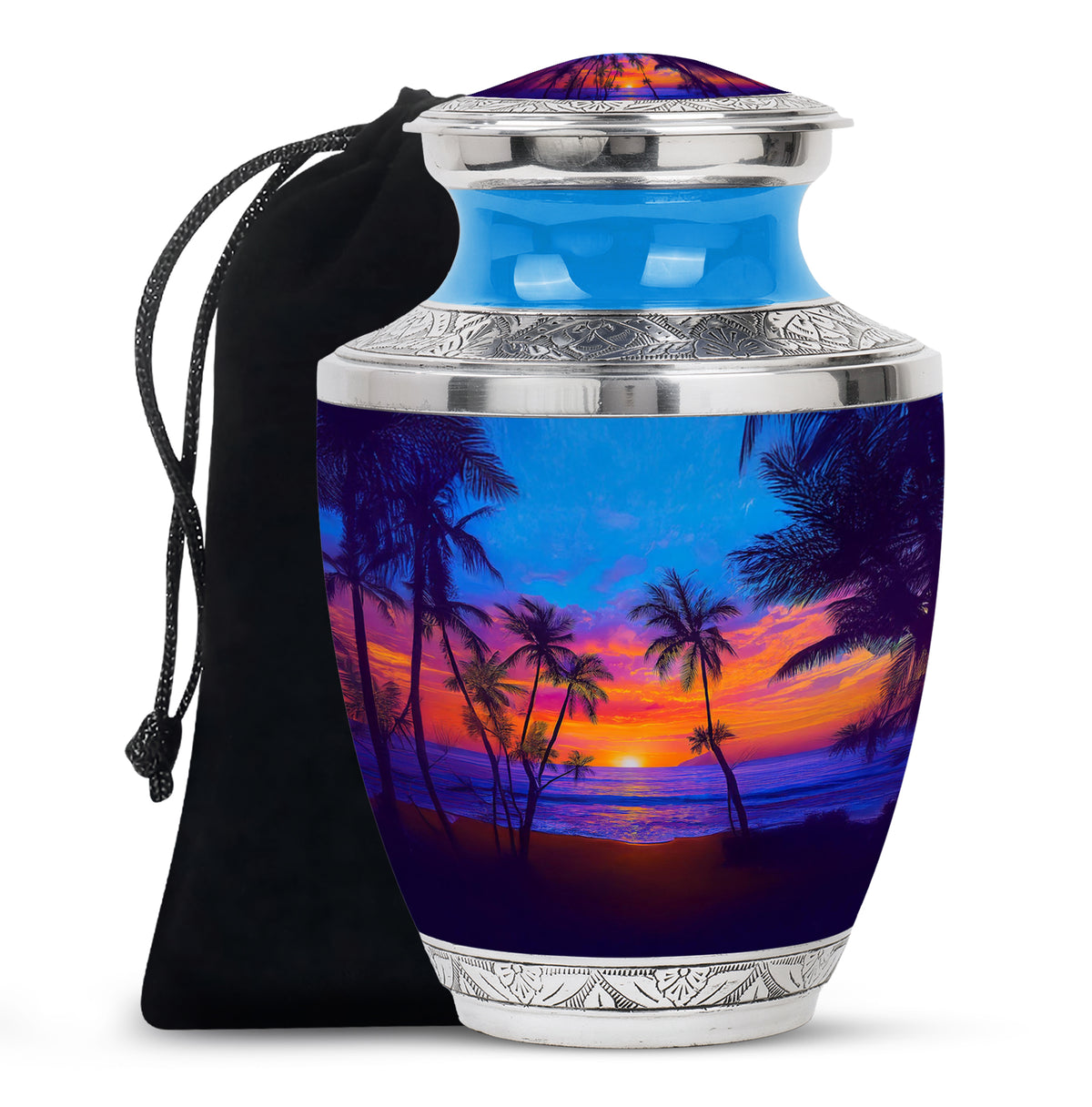 Tropical Island Sunset Burial Urn - Ocean Memorial Urn For Loved Ones