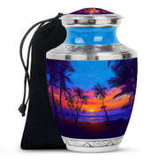 Tropical Island Sunset Burial Urn - Ocean Memorial Urn For Loved Ones