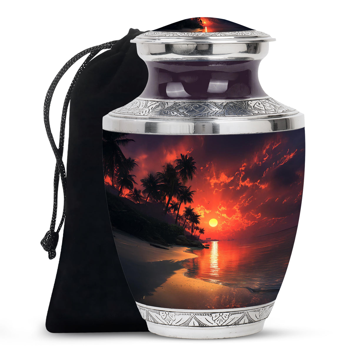 Ocean Sunset Funeral Urn - Beautiful Beach Cremation Urn For Male & Female
