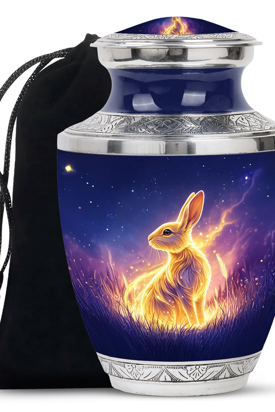 Golden Spirit Rabbit Memorial Urn - Night Field Cremation Urn For Burial