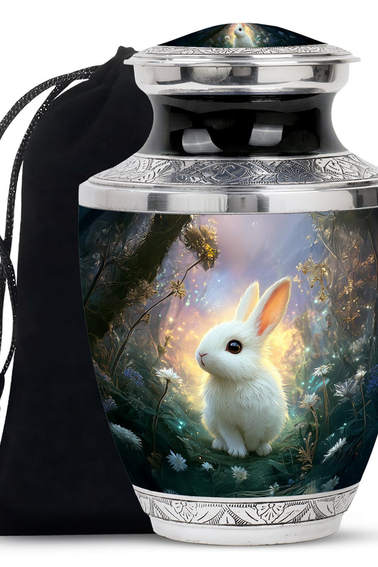 White Bunny Memorial Urn - Rabbit Cremation Urn For Adult Ashes