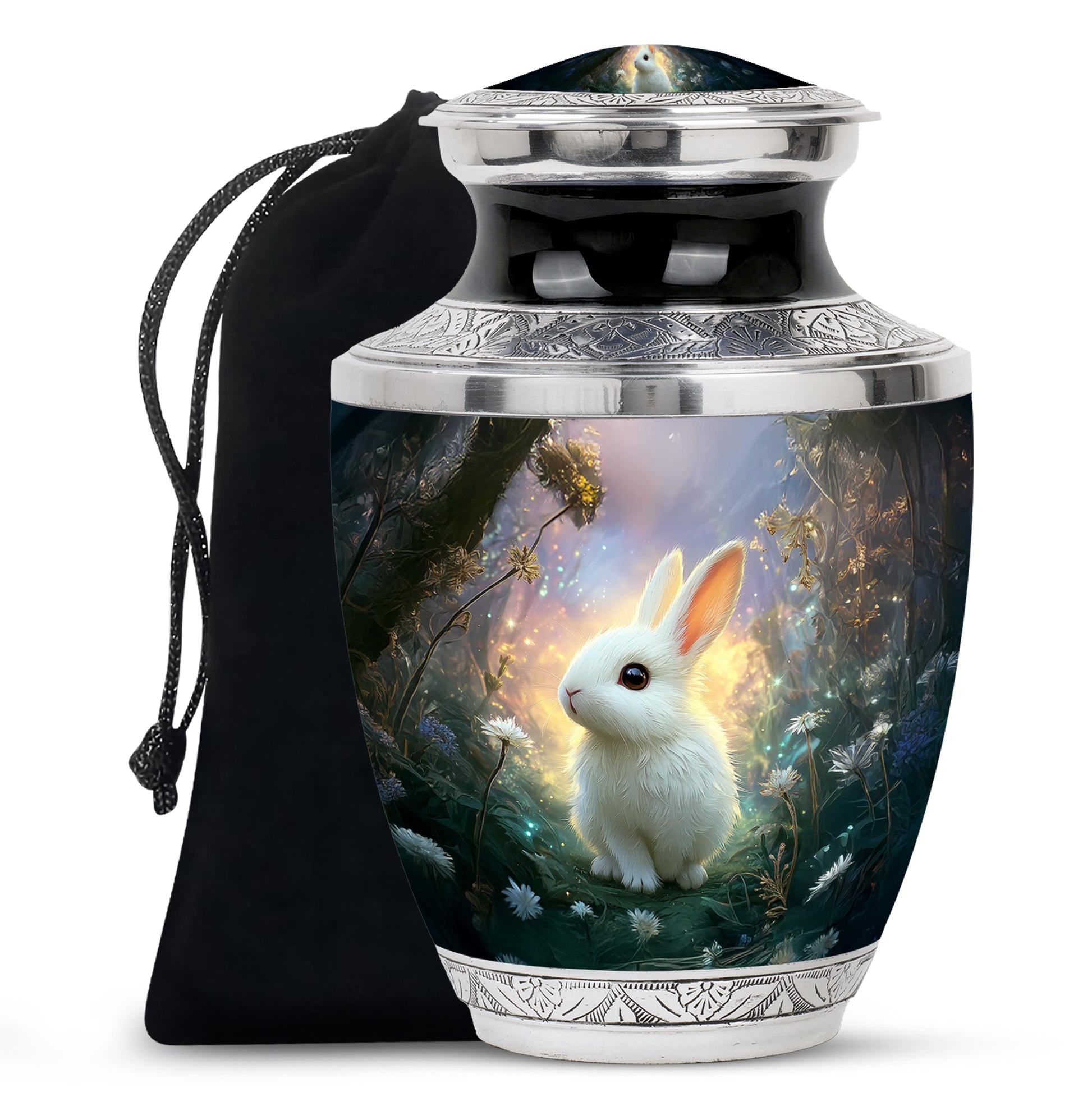 White Bunny Memorial Urn - Rabbit Cremation Urn For Adult Ashes