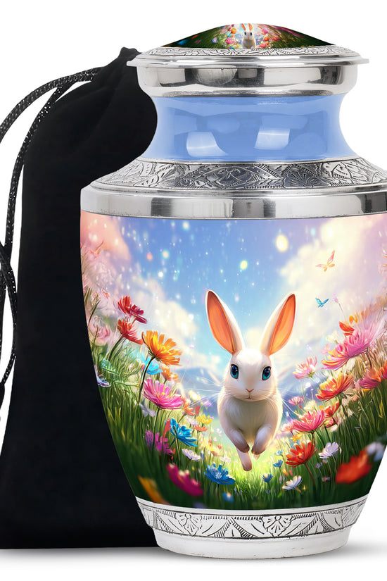 Floral Bunny Funeral Urn - Rabbit Memorial Urn For Loved Ones