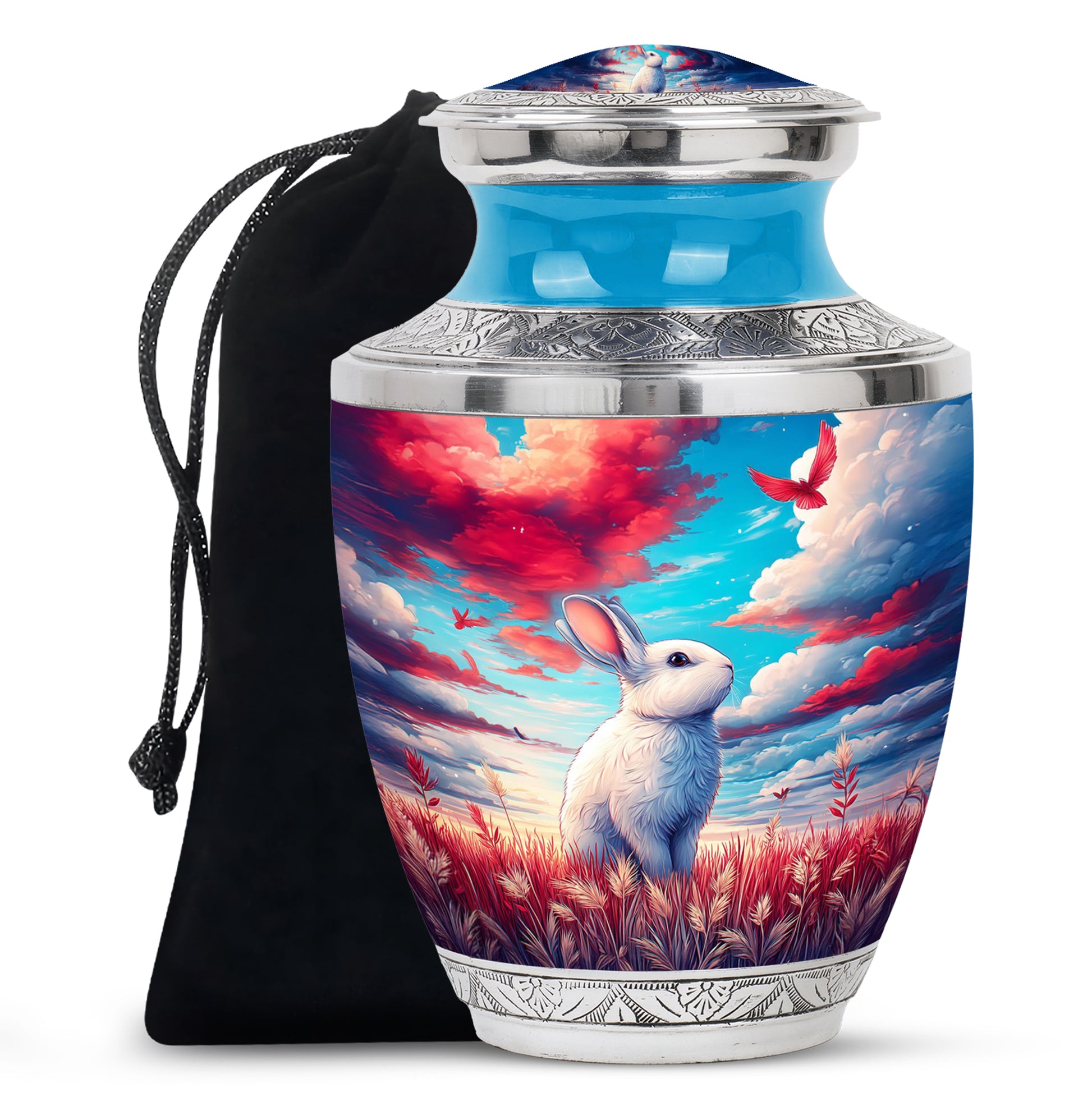 White Bunny Memorial Urn - Peaceful Rabbit Cremation Urn For Ashes