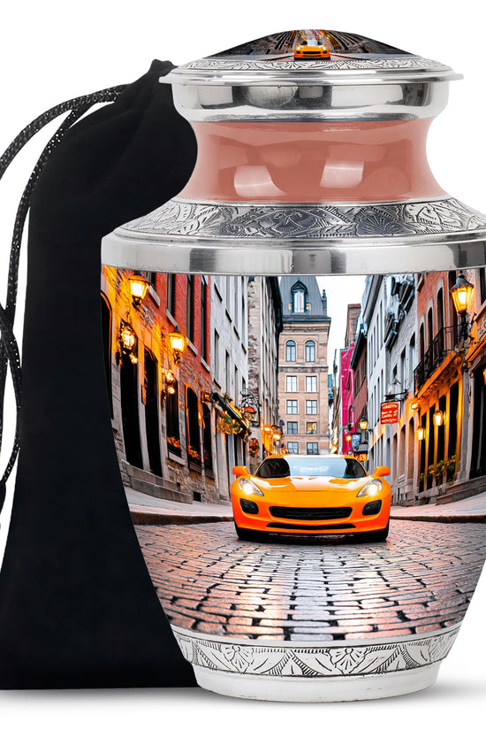 Luxury Orange Car Urn - Cremation Urn For Human Ashes