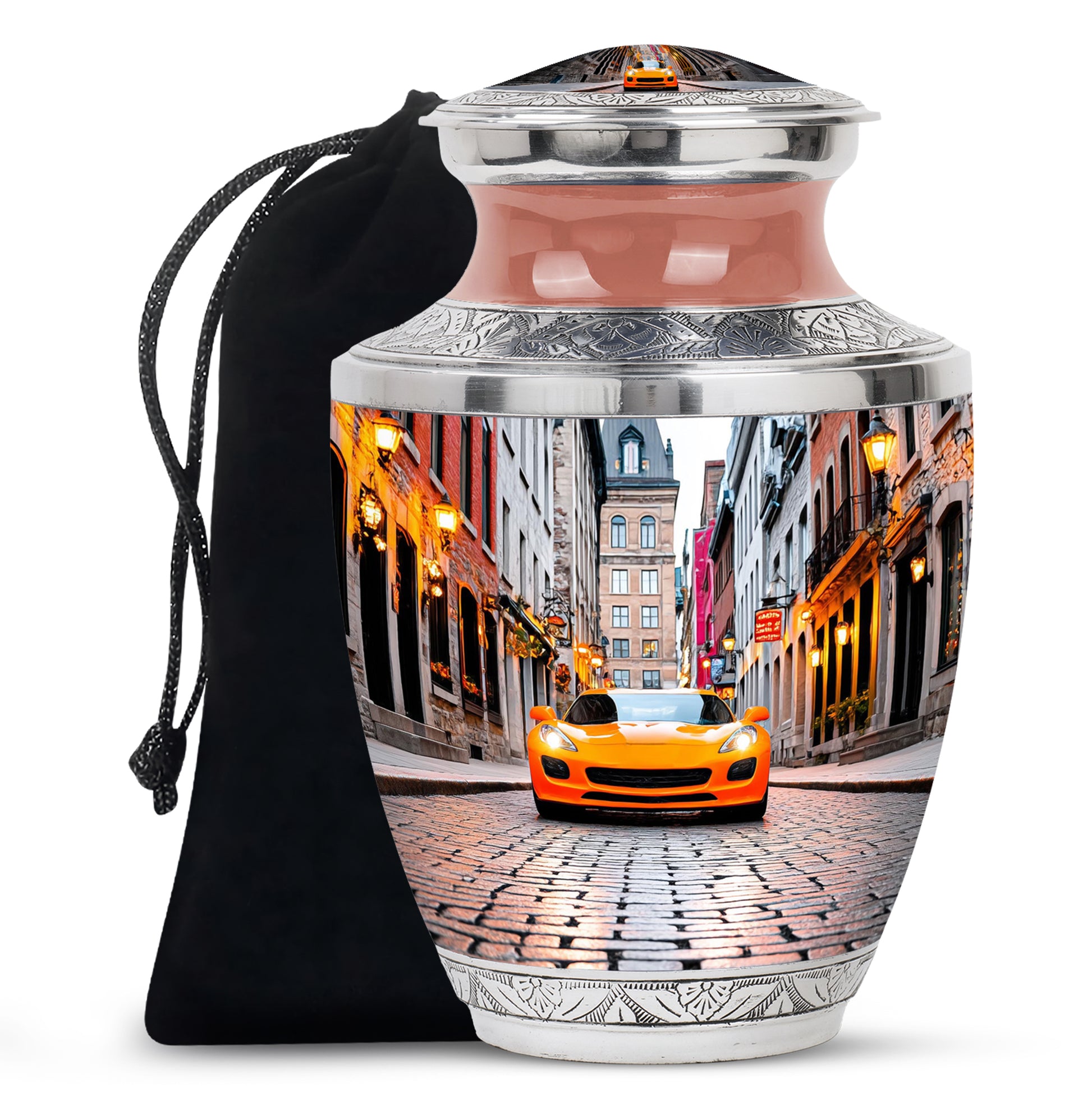Luxury Orange Car Urn - Cremation Urn For Human Ashes