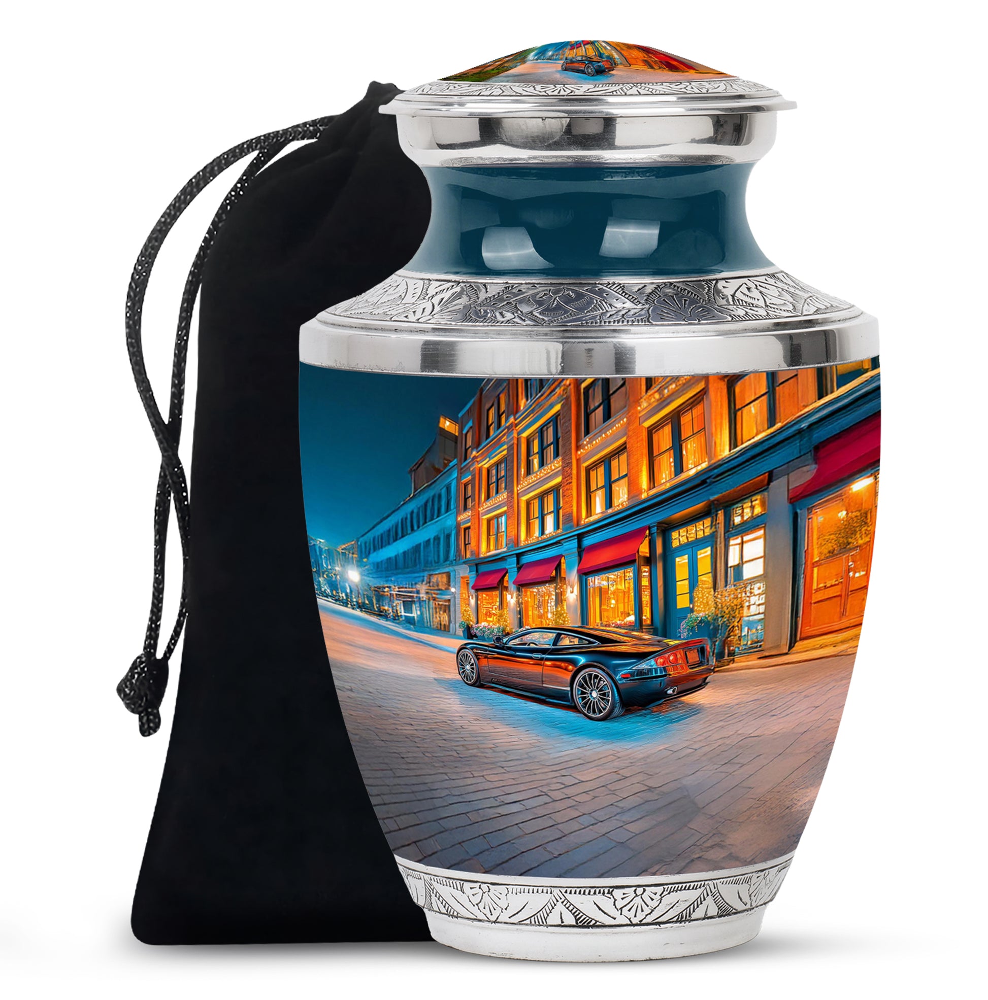 Night Street Car Urn - Decorative Cremation Urn For Adult