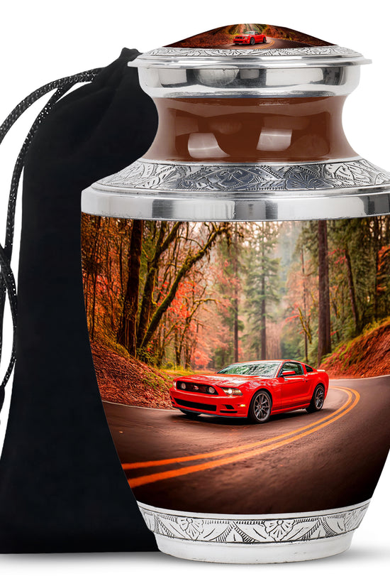 Red Sports Car Cremation Urn - Forest Memorial Urn For Burial