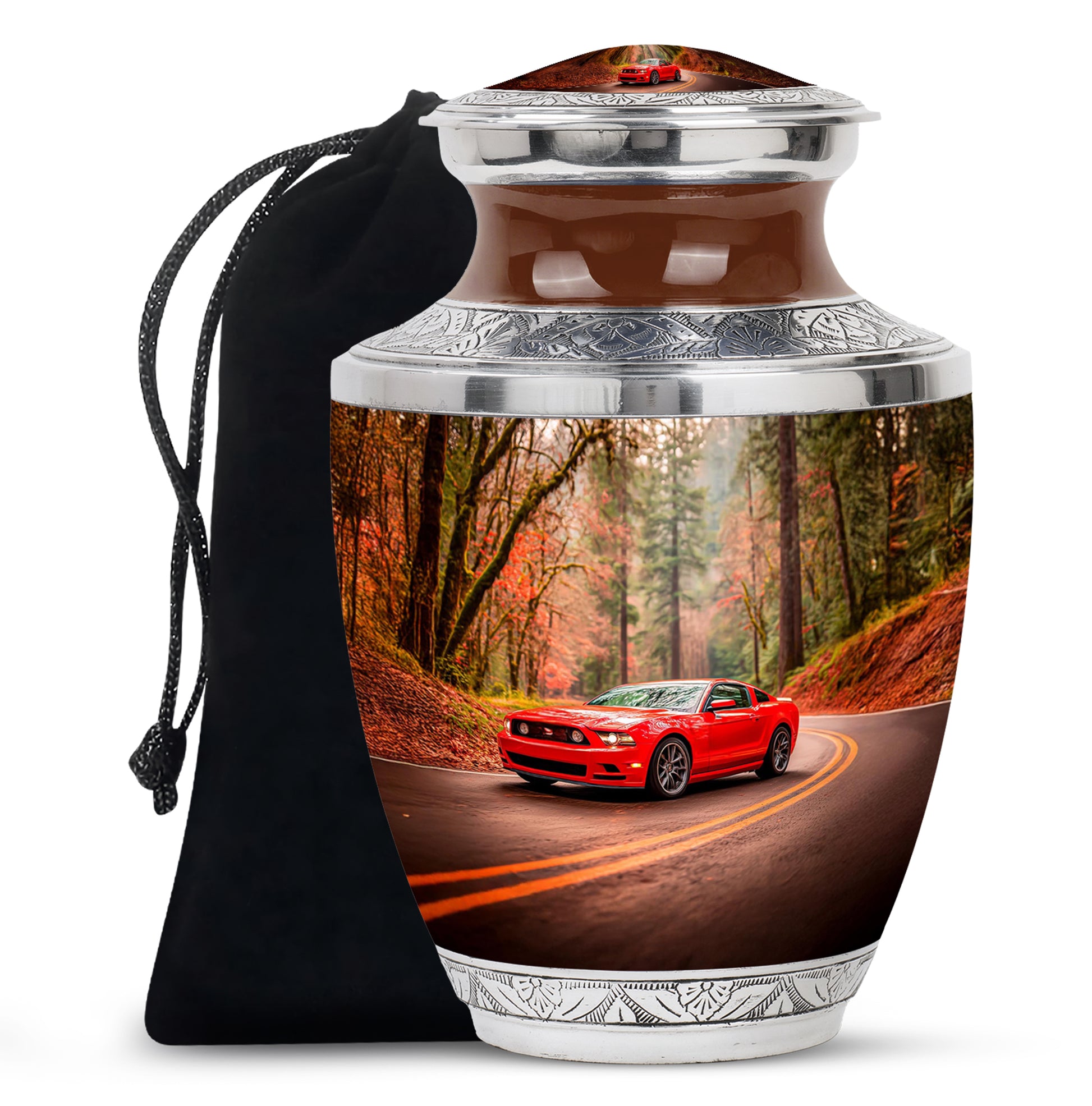Red Sports Car Cremation Urn - Forest Memorial Urn For Burial
