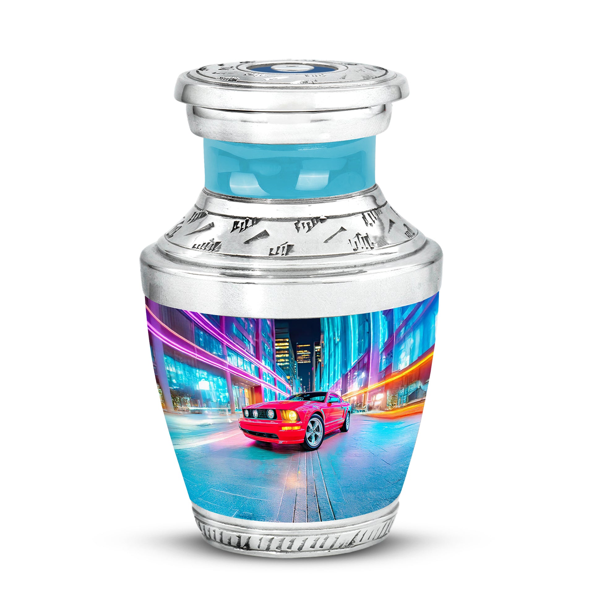 Personalized Magnificent Car Cremation Urns - Blue 10-inch, 200 cu in - Karyliz