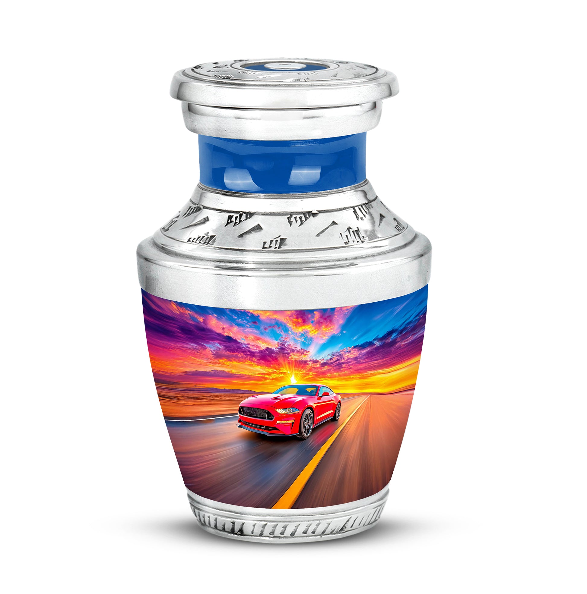Blue Car Cremation Urns - Enduring Sentinel 10-inch, 200 cu in - Karyliz