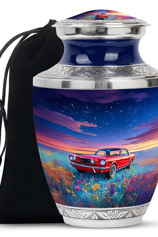 Vintage Car Theme Memorial Urn - Aluminium Large Cremation Urn For Dad