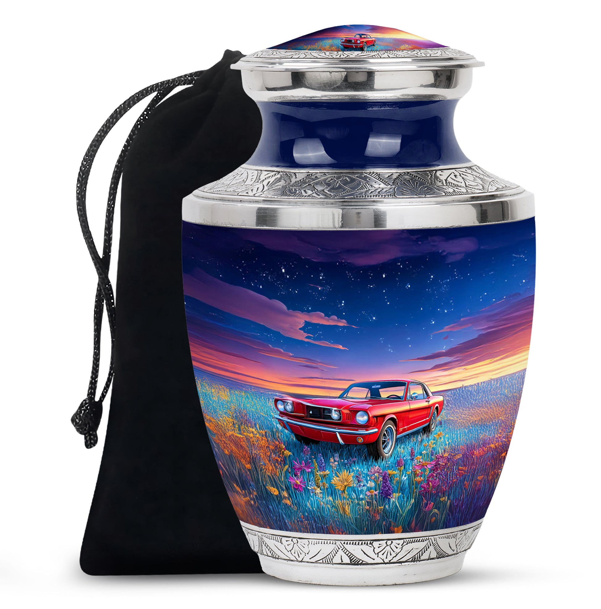 Vintage Car Theme Memorial Urn - Aluminium Large Cremation Urn For Dad