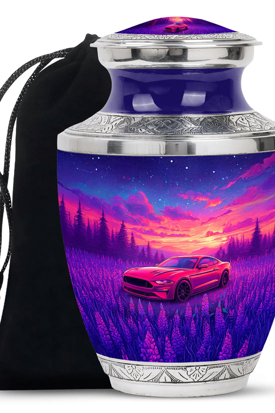 Artistic Red Car Theme Cremation Urn - Forest Memorial Urn For Adult Ashes