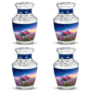 Slate Blue Car Cremation Urn back view with polished surface - contemporary car design with modern artistic flair - 10 inch aluminum urn for cremated remains
